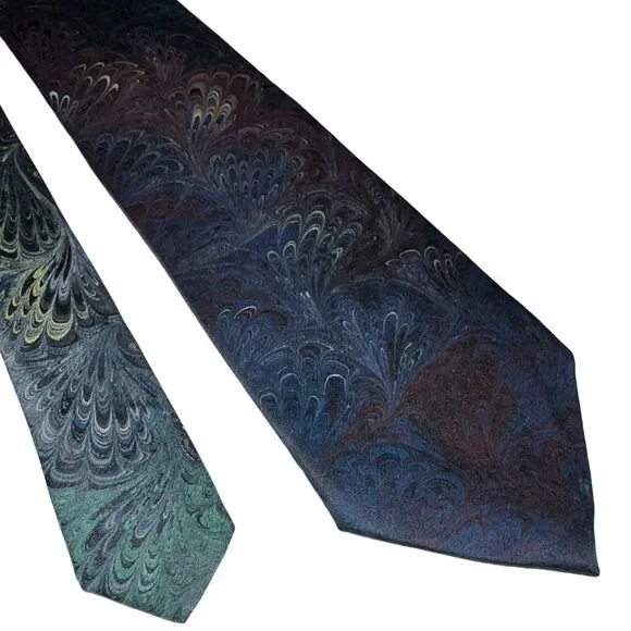 Vintage MICHAEL KENSINGER Marbled Silk Necktie USA - Multi-colored - Picture 2 of 5
